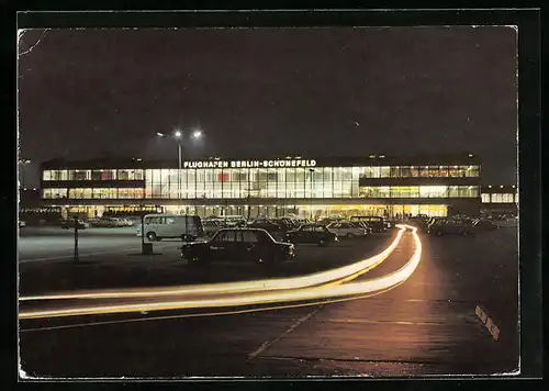 AK Berlin-Schönefeld, Flughafen bei Nacht