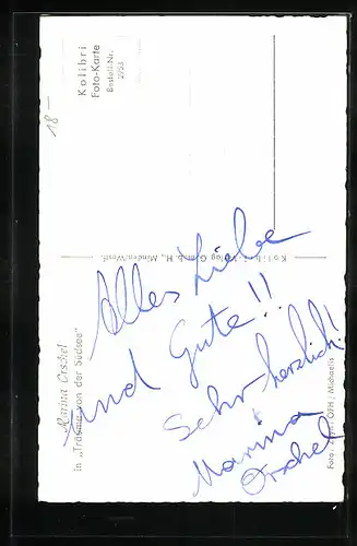 AK Schauspielerin Marina Orschel in dem Film Träume von der Südsee, Autograph