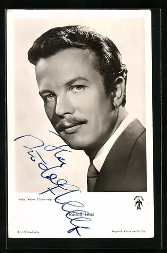 AK Schauspieler Rudolf Lenz in dem Film Das Schweigen im Walde, Autograph