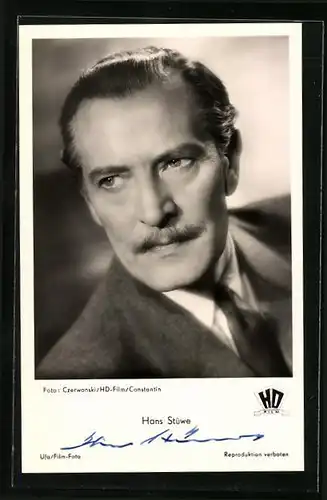 AK Schauspieler Hans Stüwe in dem Film Die Frau des Botschafters, Autograph