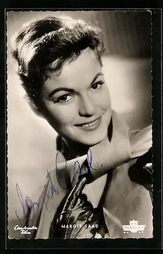 AK Schauspielerin Margit Saad in dem Film Was die Schwalbe sang, Autograph