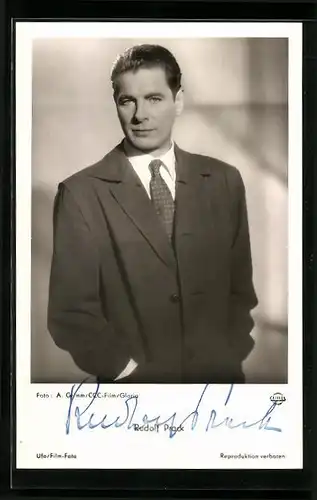 AK Schauspieler Rudolf Prack in dem Film Roman eines Frauenarztes, Autograph