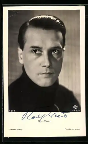 AK Schauspieler Rolf Weih blickt nachdenklich in die Ferne, Autograph