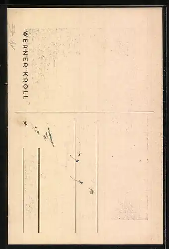 AK Schauspieler Werner Kroll mit Hut und Brille, Autograph