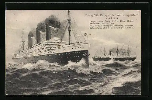 AK Passagierschiff Imperator bei stürmischer See