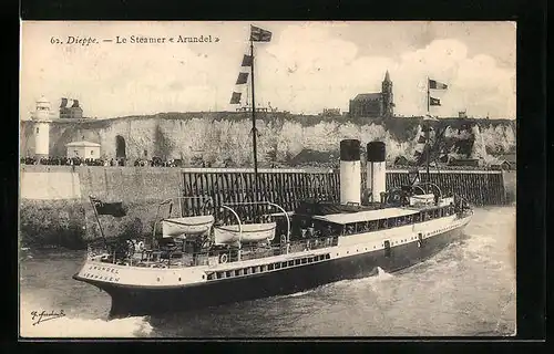 AK Dieppe, Passagierschiff Arundel in Fahrt