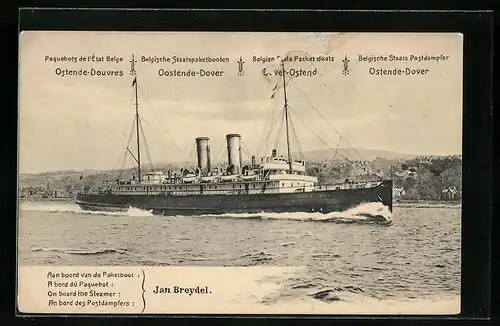 AK Postdampfer Jan Breydel in Fahrt