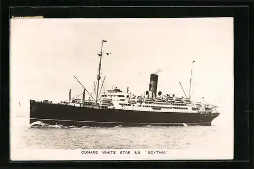 AK Cunard White Ster S. S. Scythia, Passagierschiff