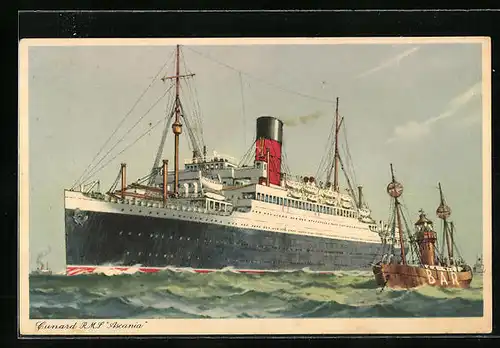 AK Passagierschiff R. M. S. Ascania auf hoher See