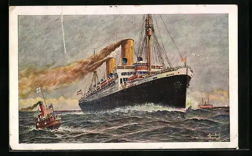 Künstler-AK Passagierschiff Sierra Cordoba auf hoher See