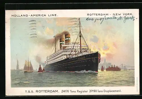 AK Passagierschiff T. S. S. Rotterdam bei der Hafenausfahrt