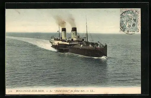 AK Boulogne-sur-Mer, Passagierschiff Mabel-Grace auf hoher See