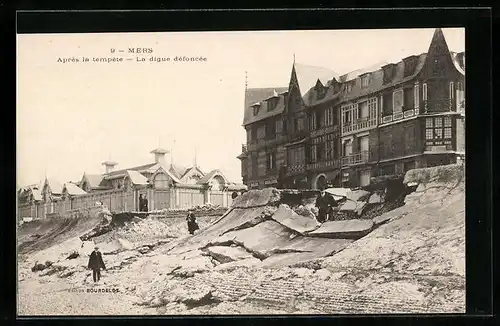 AK Mers, Apres la tempete - La digue dèfoncèe