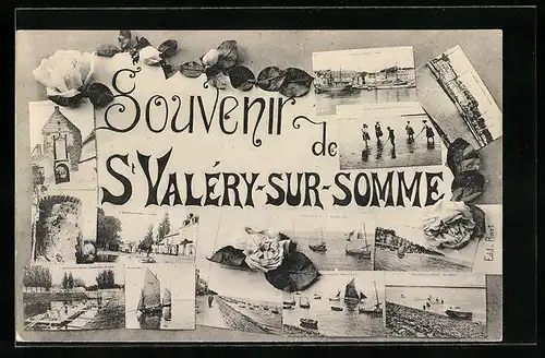 AK Saint-Valèry-sur-Somme, Dreizehn Ansichten aus dem Ort