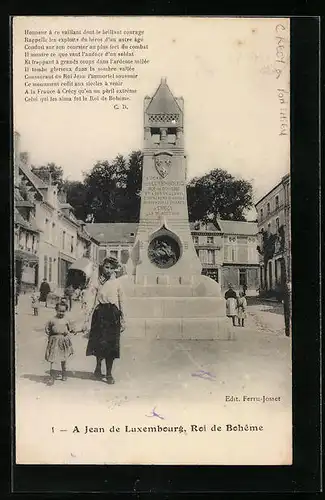 AK Crécy-en-Ponthieu, A Jean de Luxembourg, Roi de Boheme