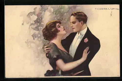 Künstler-AK Tito Corbella: Verliebtes Paar schaut sich tief in die Augen