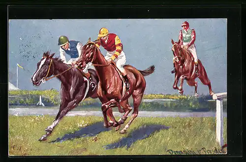 Künstler-AK Ermenegildo Carlo Donadini: Reiter beim Pferderennen