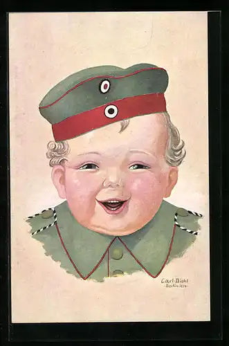 Künstler-AK Carl Diehl: Fröhlicher Junge in feldgrauer Uniform