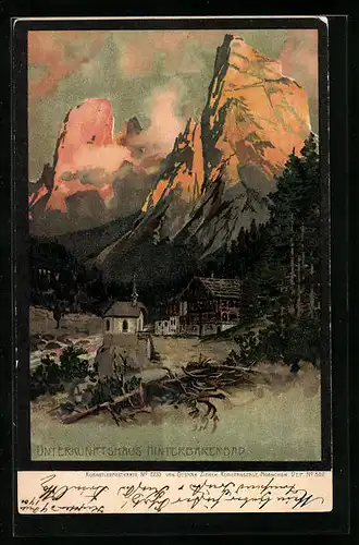 Künstler-AK Zeno Diemer: Hinterbärenbad, Unterkunftshaus