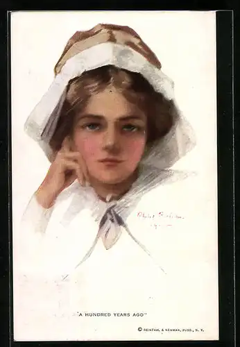 Künstler-AK Philip Boileau: Junge Dame mit Hut A Hundred Years Ago