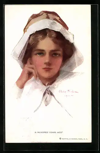 Künstler-AK Philip Boileau: Junges Mädchen mit Hut A Hundred Years Ago