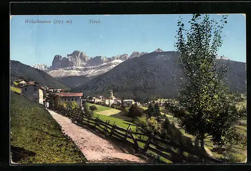 AK Welschnofen, Ortsansicht mit Alpenpanorama