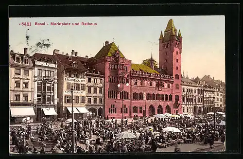 AK Basel, Marktplatz und Rathaus