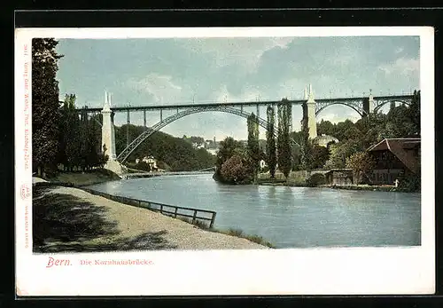AK Bern, Flusspartie mit Kornhausbrücke