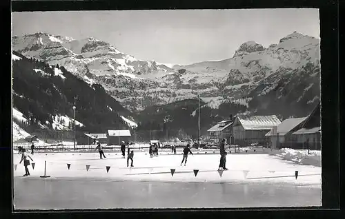 AK Lenk, Eisbahn, Wildstrubel, Plaine morte, Gletscherhorn und Laufbodenhorn