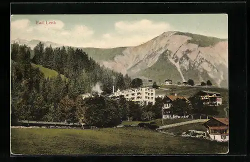 AK Bad Lenk, Ortspartie aus der Vogelschau