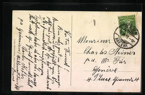 AK Bern, Kornhausbrücke mit Eisenbahnbrücke