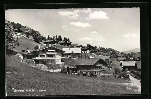 AK Schönried, Ortsansicht aus der Vogelschau