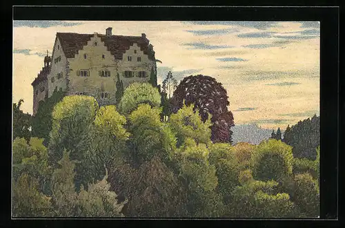 Künstler-AK Ernst E. Schlatter: Ermatingen, Blick auf Schloss Salenstein