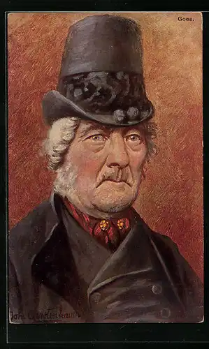 Künstler-AK Johan Georg Gerstenhauer: Goes, alter Mann mit strengem Blick und schwarzem Hut