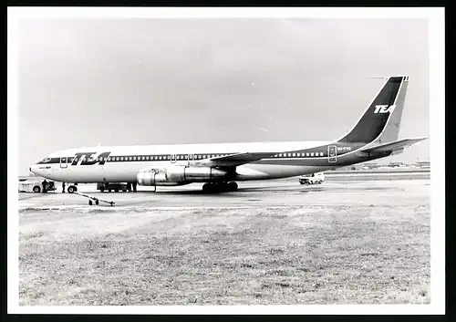 Fotografie Flugzeug Boeing 707, Passagierflugzeug der TEA, Kennung OO-TYC