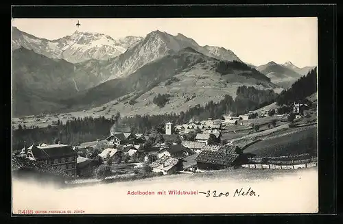 AK Adelboden, Ortsansicht mit Wildstrubel