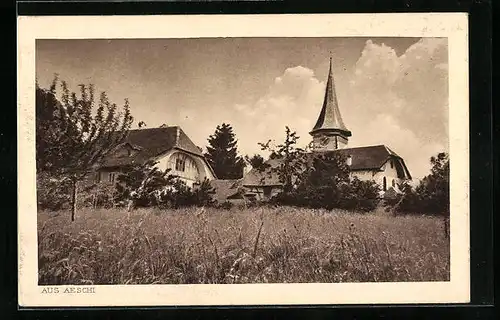 AK Aeschi, Ortspartie mit Kirche