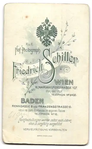 Fotografie Friedrich Schiller, Wien, Mariahilferstrasse 107, Junge Dame mit Duttfrisur und Halskette