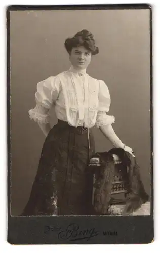 Fotografie Sigmund Bing, Wien, I. Goldschmidgasse 4, Junge Dame mit kunstvoll getürmter Frisur