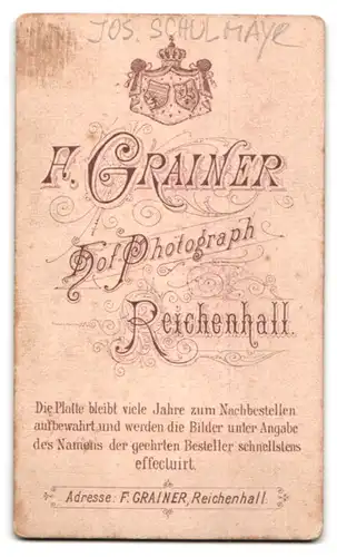 Fotografie H. Grainer, Reichenhall, Bürgerlicher Herr mit Schnauzbart