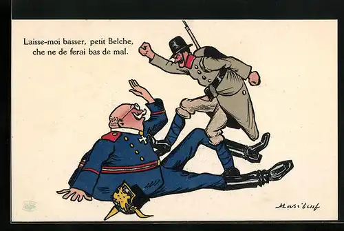 Künstler-AK Laisse-moi basser, petit Belche,...