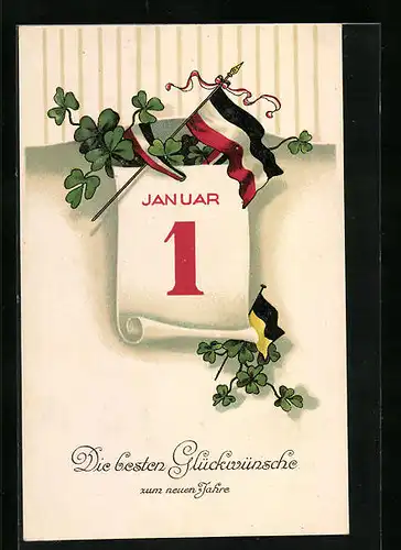 AK Kalenderblatt mit Fahnen vom Zweibund