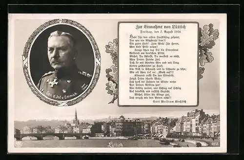 AK Gen. d. Inf. v. Emmich, Panorama von Lüttich