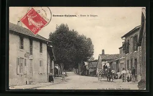 AK Somme-Suippes, Route de Suippes
