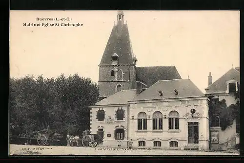 AK Suèvres, Mairie et Eglise St-Christophe