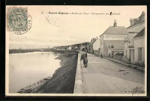 AK Saint-Aignan-sur-Cher, Bords du Cher, Perspective des Cochards