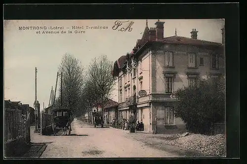 AK Montrond, Hôtel Terminus et Avenue de la Gare