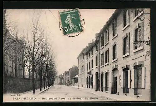 AK Saint-Héand, Boulevard Ravel de Malval, La Poste