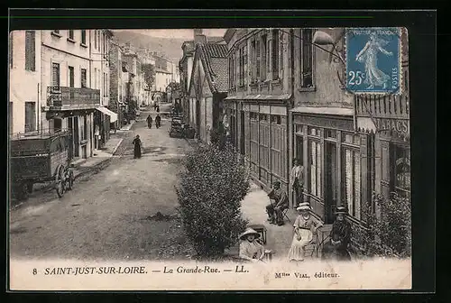 AK Saint-Just-sur-Loire, La Grande-Rue, Strassenpartie