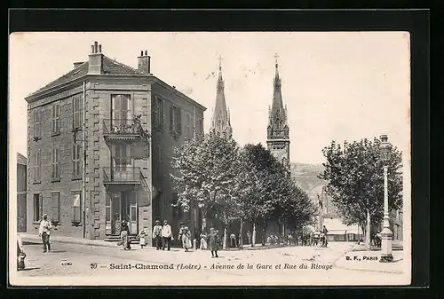 AK Saint-Chamond, Avenue de la Gare et Rue du Rivage